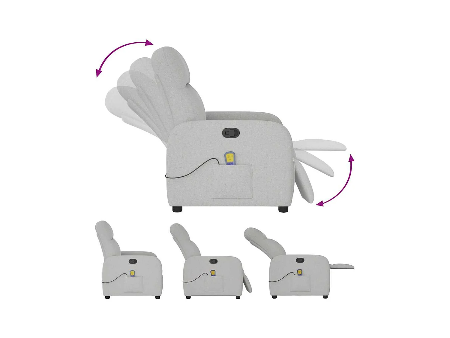 Sillón de salón | Silla | Sillón de masaje reclinable de tela gris nube SHL5610