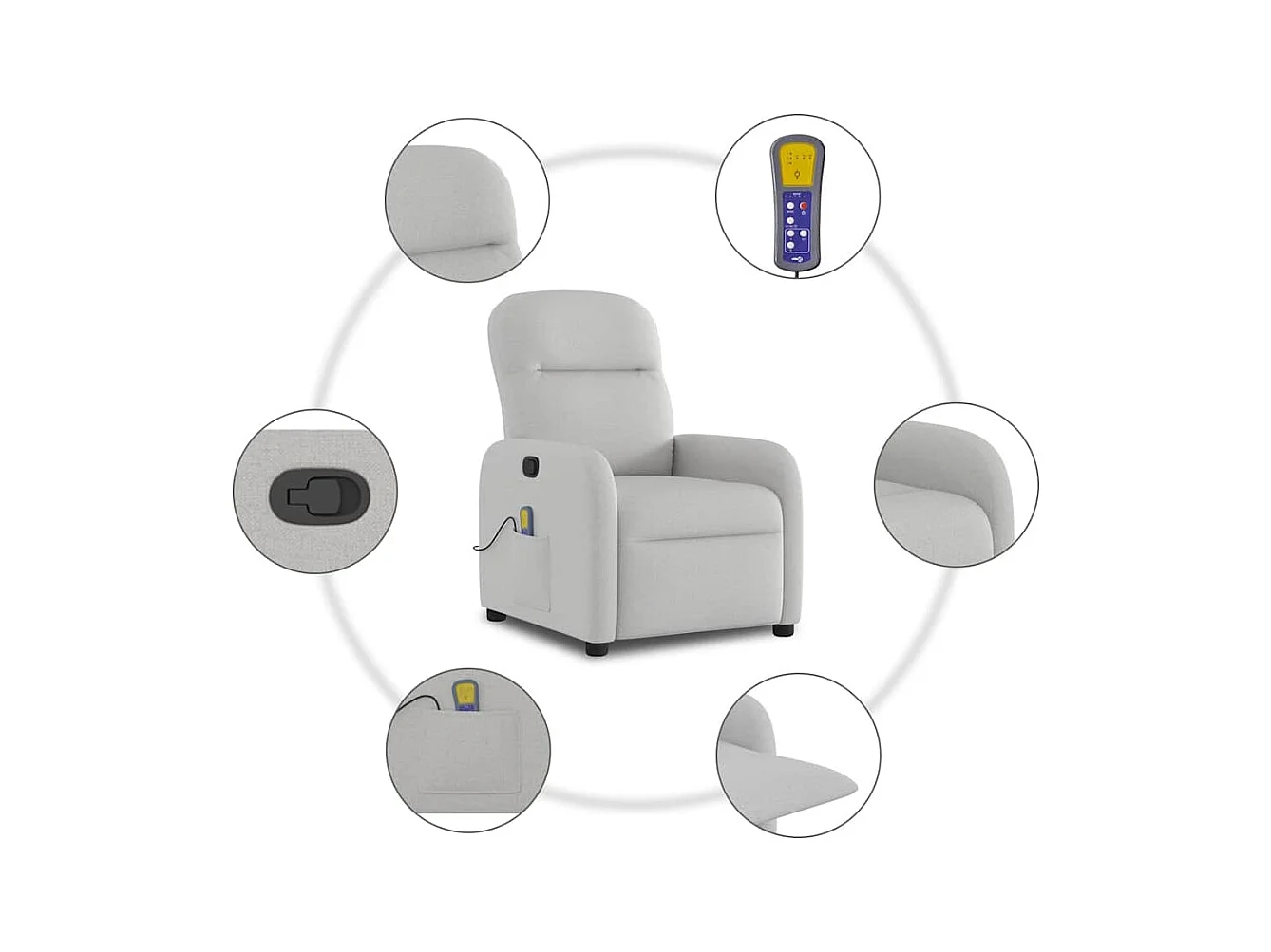 Sillón de salón | Silla | Sillón de masaje reclinable de tela gris nube SHL5610