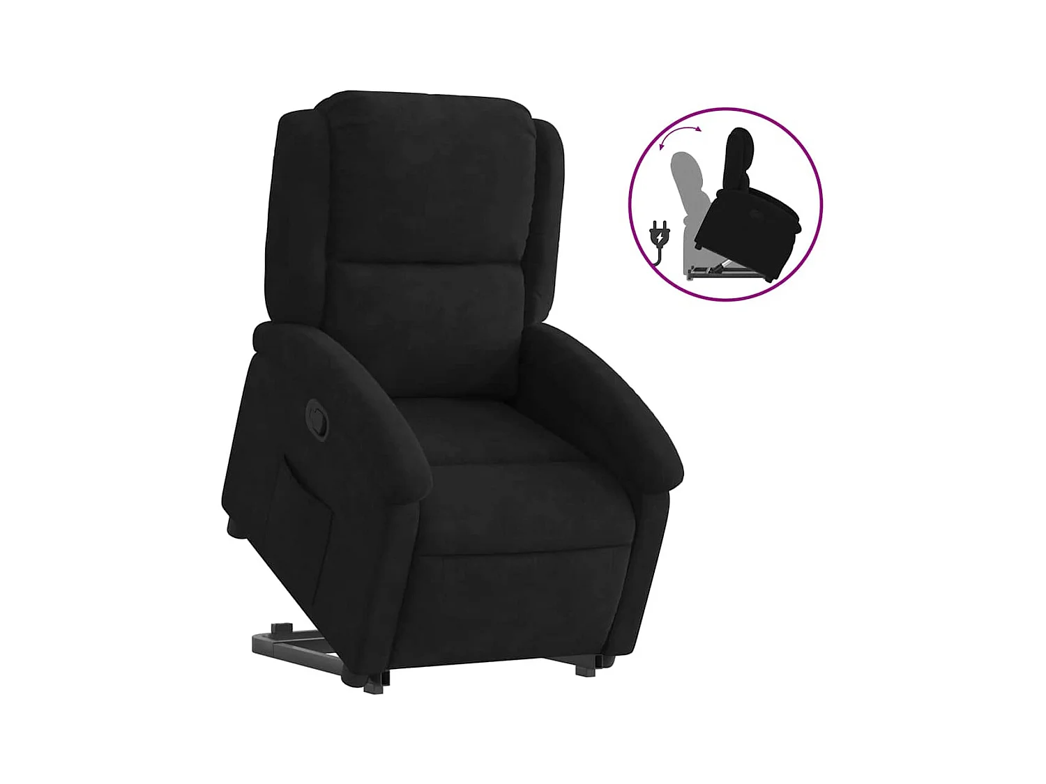 Sillón de relax | Silla | Sillón reclinable elevable terciopelo negro SHL3950