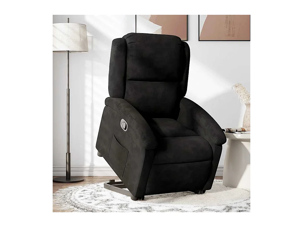Sillón de relax | Silla | Sillón reclinable elevable terciopelo negro SHL3950