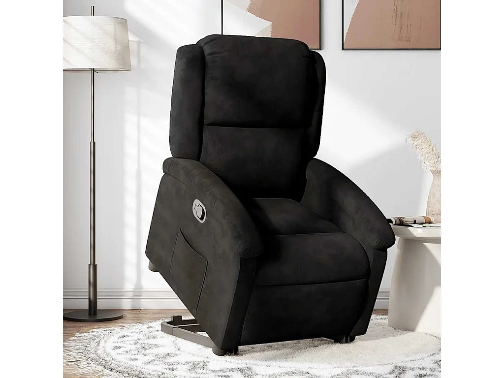 Sillón de relax | Silla | Sillón reclinable elevable terciopelo negro SHL3950