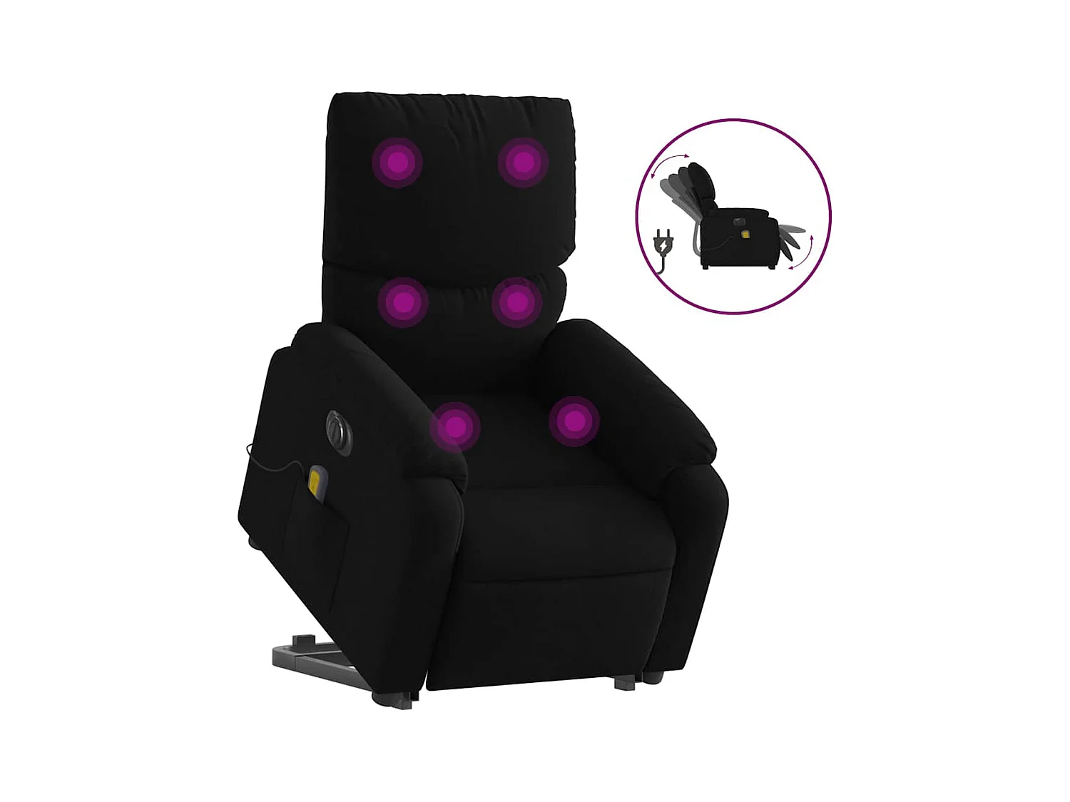 Sillón de salón | Silla | Sillón de masaje eléctrico reclinable elevable tela negro SHL5312