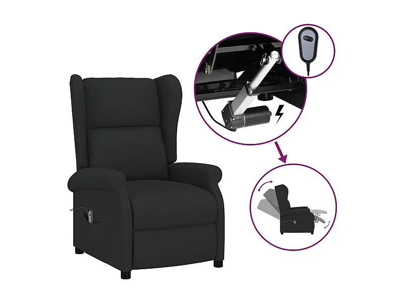Fauteuil inclinable électrique-Chaise de relax à oreilles noir tissu SHL4498