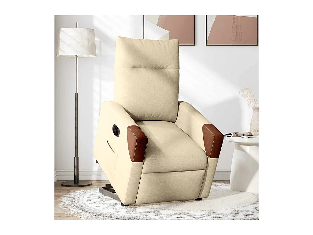 Silla de relax | Sillón eléctrico reclinable elevable de tela color crema SHL7456