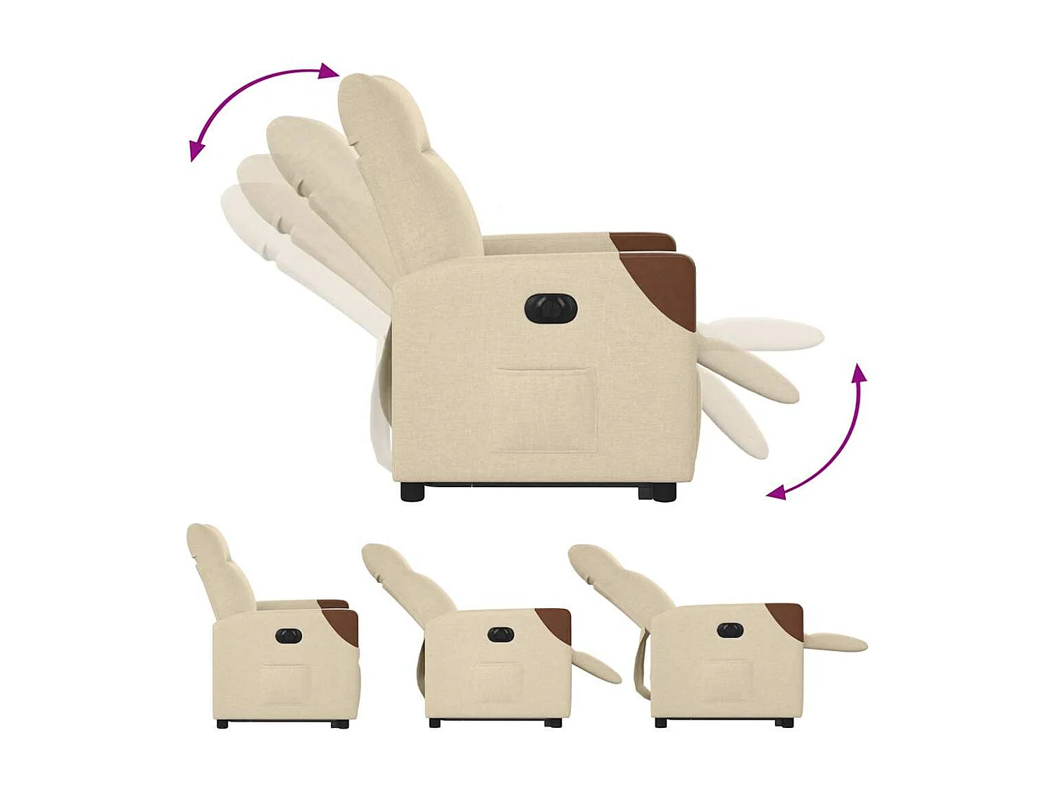 Silla de relax | Sillón eléctrico reclinable elevable de tela color crema SHL7456