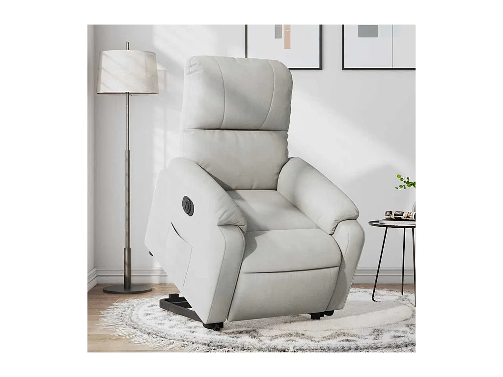 Silla de relax | Sillón eléctrico reclinable elevable tela microfibra gris claro SHL2102
