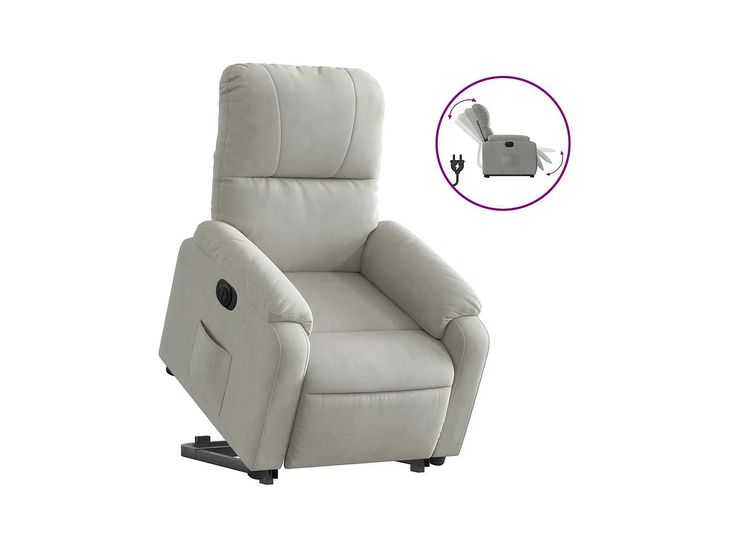 Fauteuil inclinable électrique-Chaise de relax-Fauteuil salon gris clair tissu microfibre SHL2574