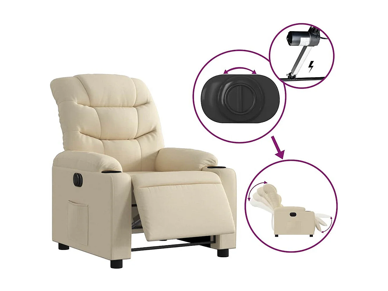 Sillón de relax | Silla | Sillón reclinable eléctrico de tela crema SHL7319
