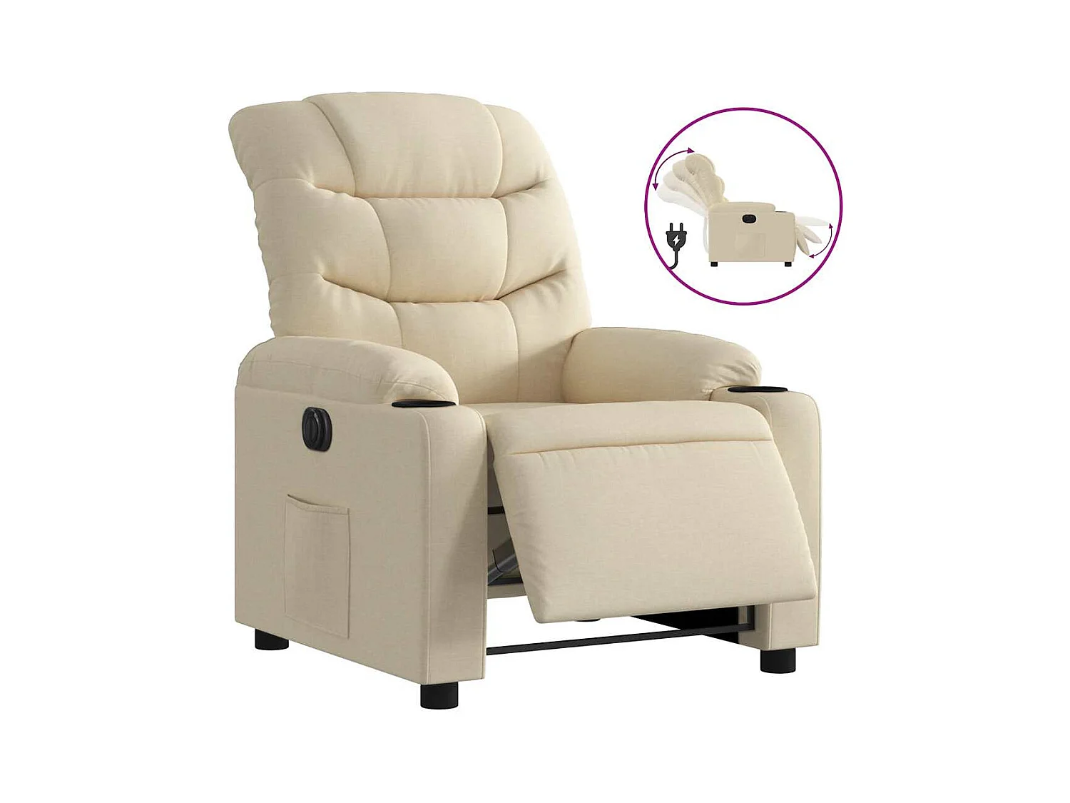 Fauteuil inclinable électrique-Chaise de relax-Fauteuil salon Crème Tissu SHL5147