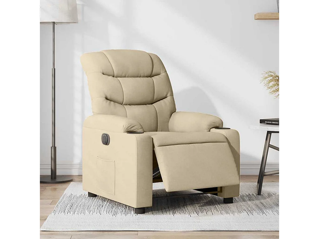 Fauteuil inclinable électrique-Chaise de relax-Fauteuil salon Crème Tissu SHL5147
