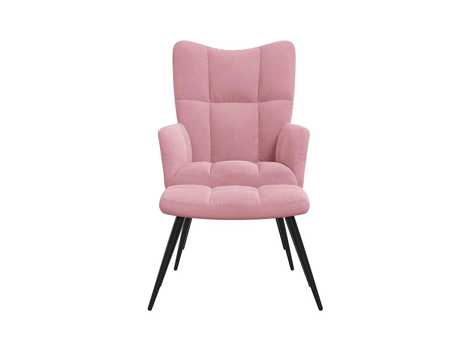 Sillón de relax | Silla de relax con taburete terciopelo rosa SHL4467