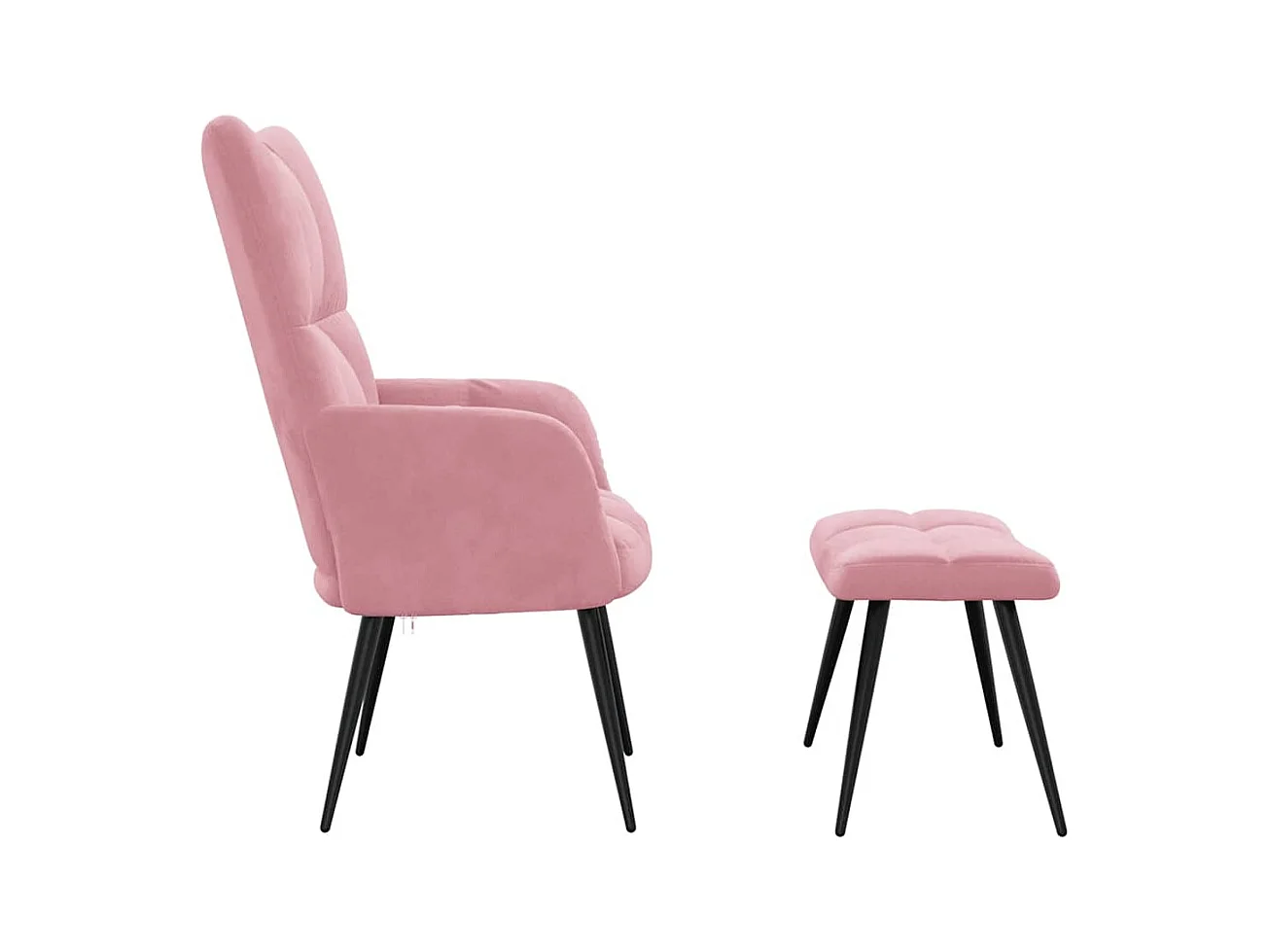 Sillón de relax | Silla de relax con taburete terciopelo rosa SHL4467