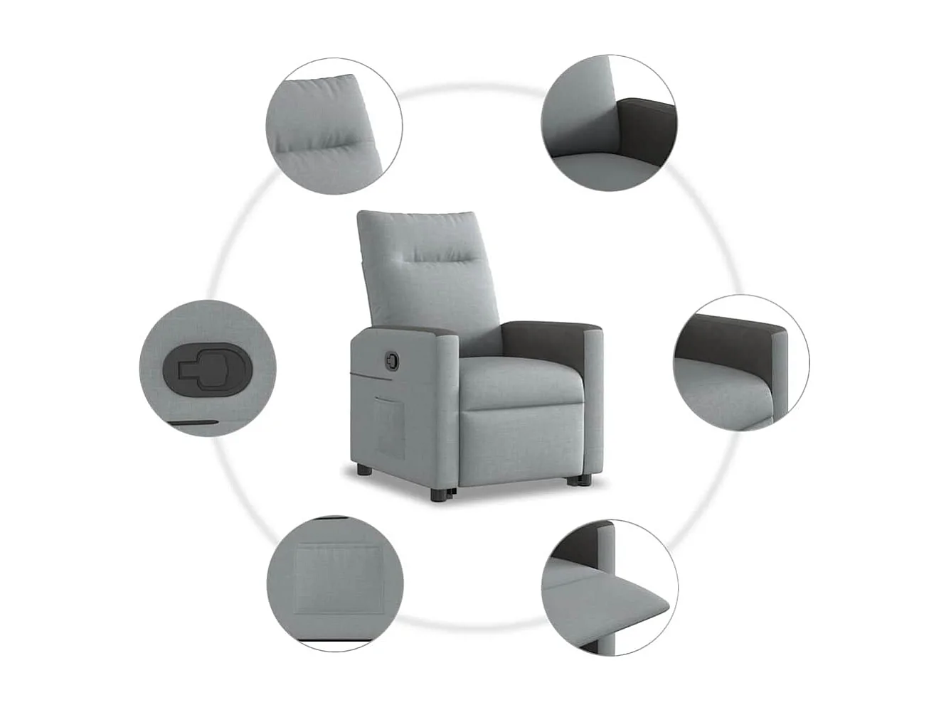 Fauteuil inclinable-Chaise de relax-Fauteuil TV Gris clair Tissu SHL5135