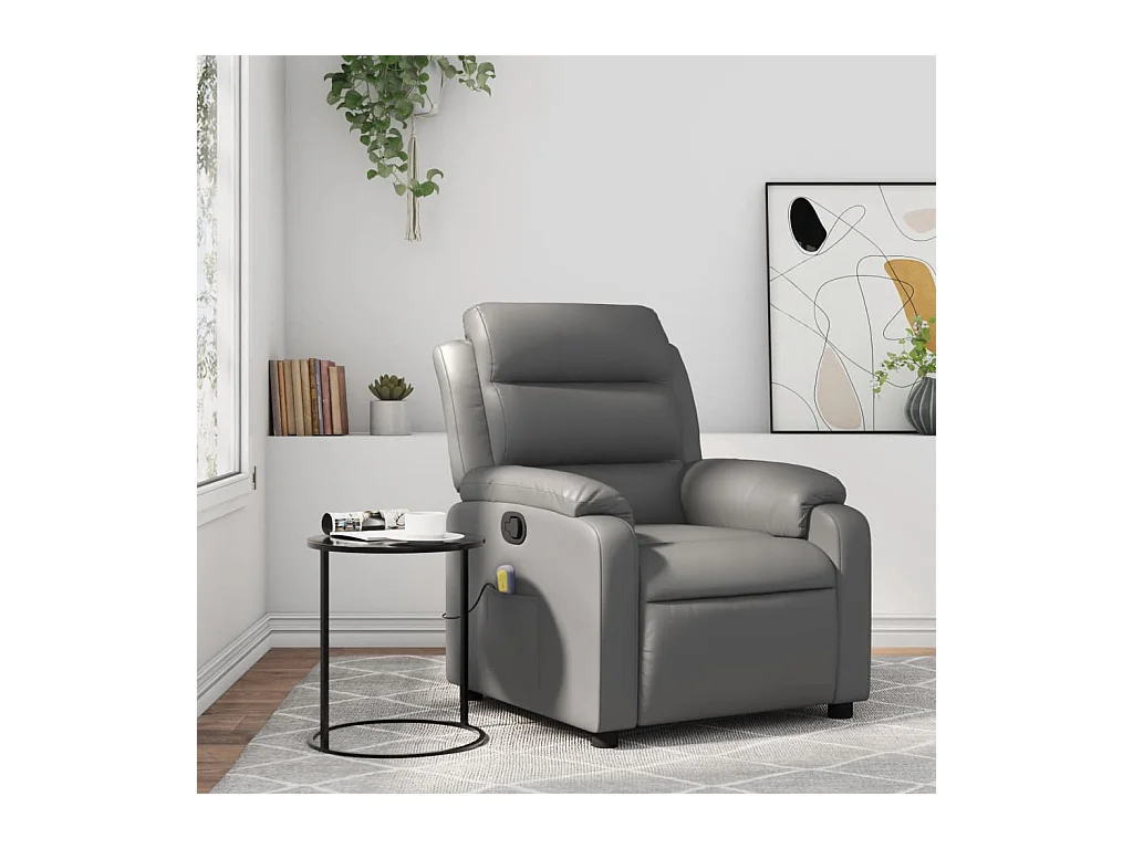 Fauteuil inclinable-Chaise de relax-Fauteuil de Massage gris similicuir SHL5234
