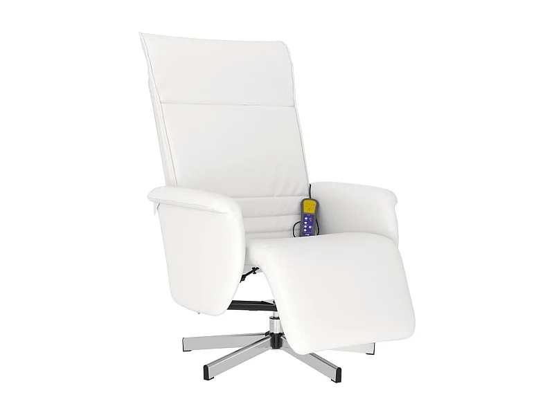 Sillón de relax | Sillón reclinable masaje con reposapiés cuero sintético blanco SHL7156