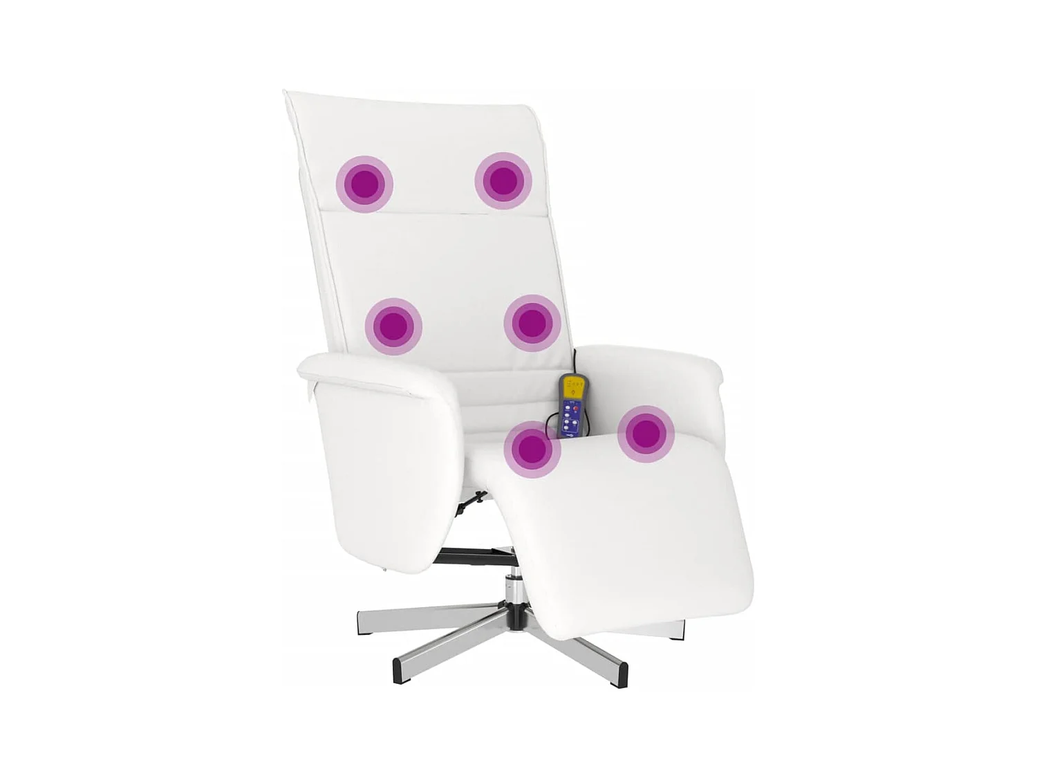 Sillón de relax | Sillón reclinable masaje con reposapiés cuero sintético blanco SHL7156