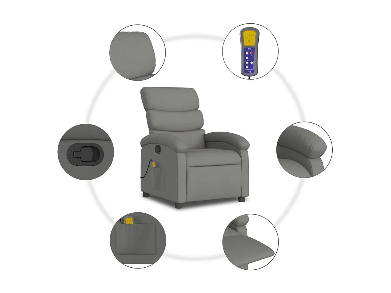 Fauteuil inclinable-Chaise de relax-Fauteuil de Massage gris foncé tissu SHL3814