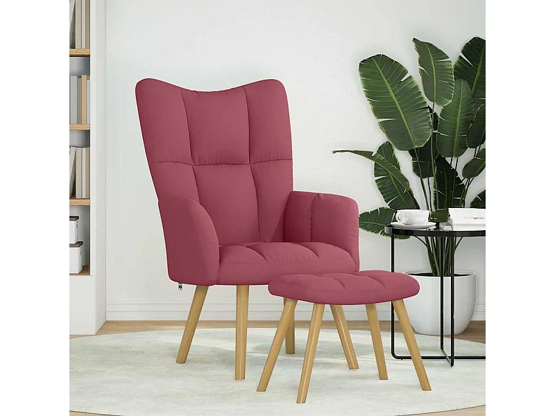 Fauteuil de relaxation-Fauteuil de Lecture avec repose-pied Rouge bordeaux Tissu SHL4637