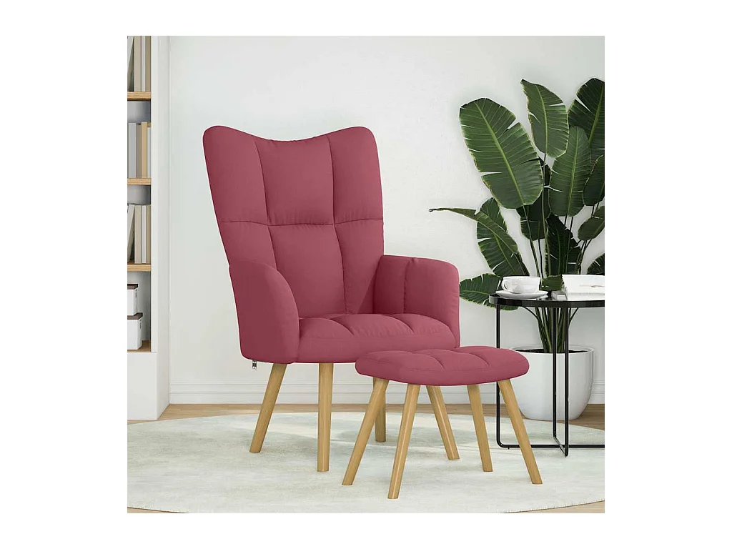 Fauteuil de relaxation-Fauteuil de Lecture avec repose-pied Rouge bordeaux Tissu SHL4637