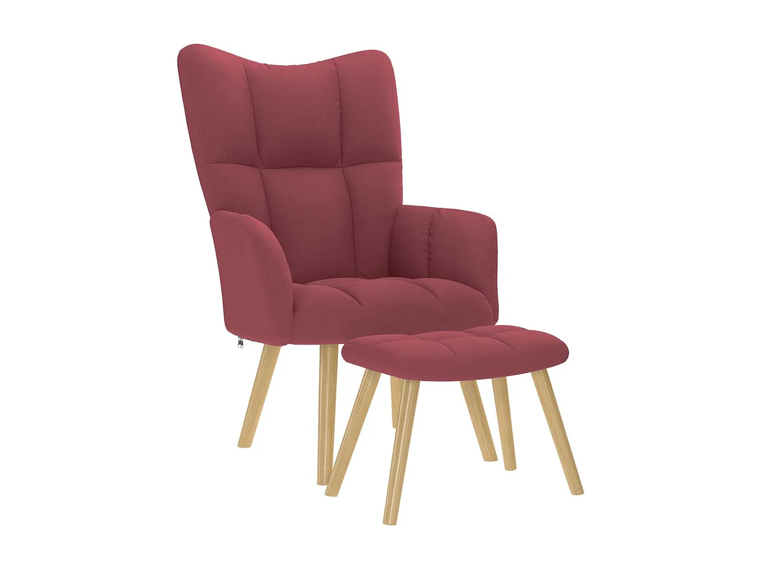 Relaxsessel mit Hocker | Lounge Sessel indoor Weinrot Stoff SHL23660