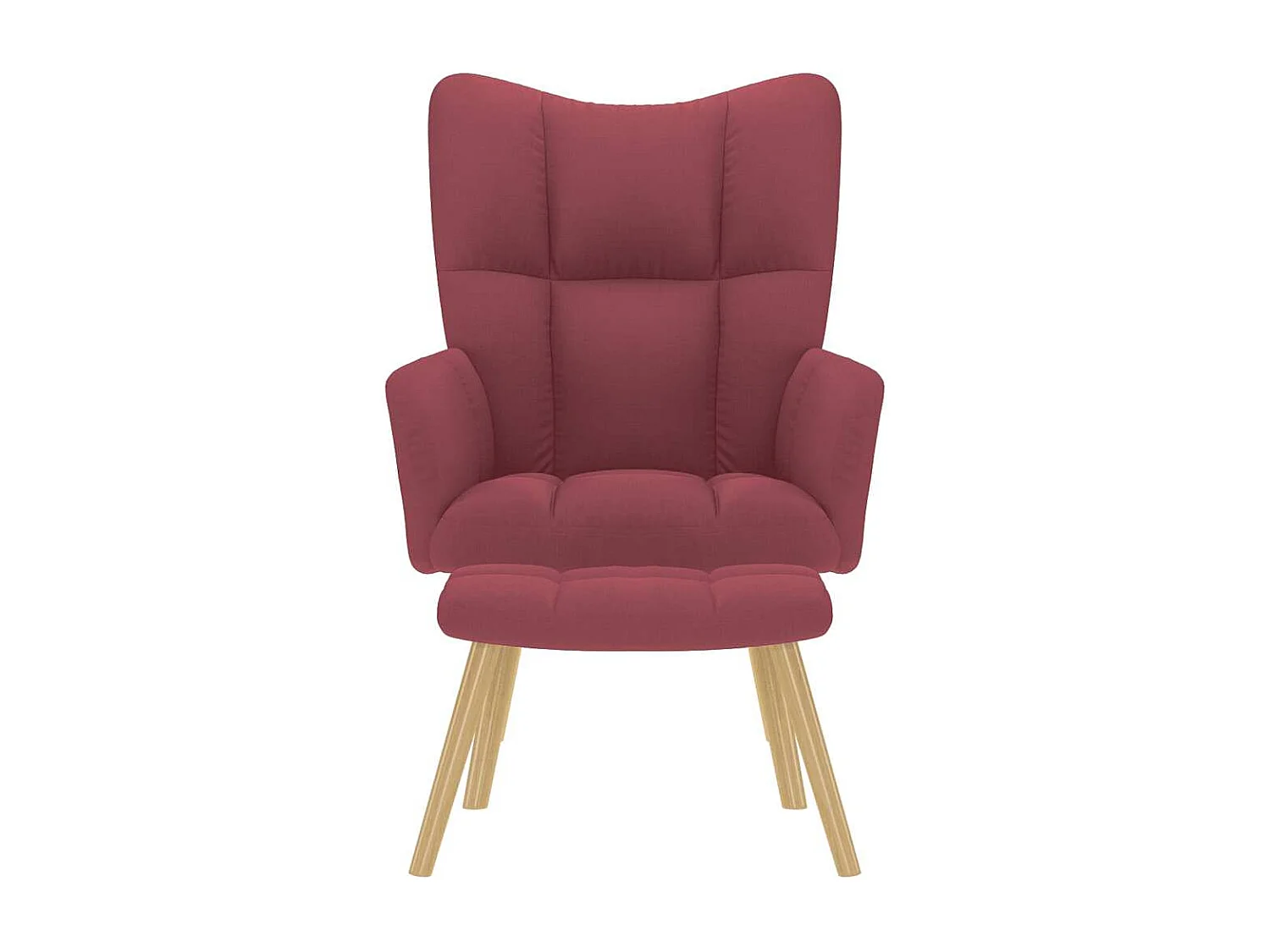 Relaxsessel mit Hocker | Lounge Sessel indoor Weinrot Stoff SHL23660