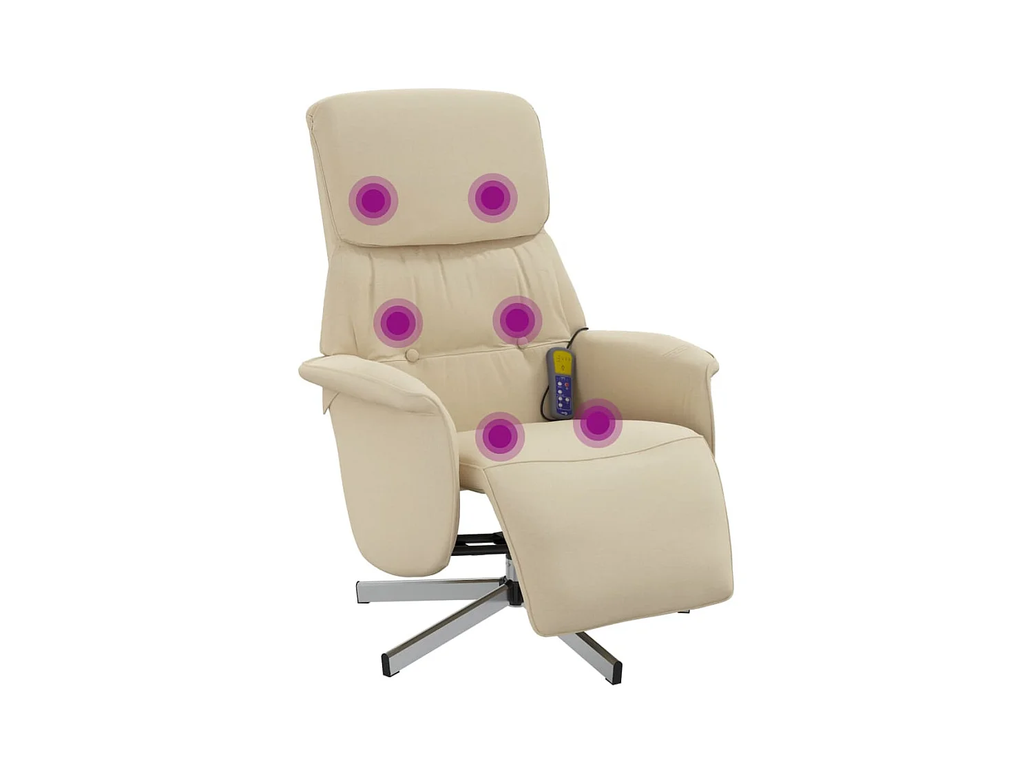 Sillón de relax | Sillón reclinable de masaje con reposapiés tela color crema SHL8671