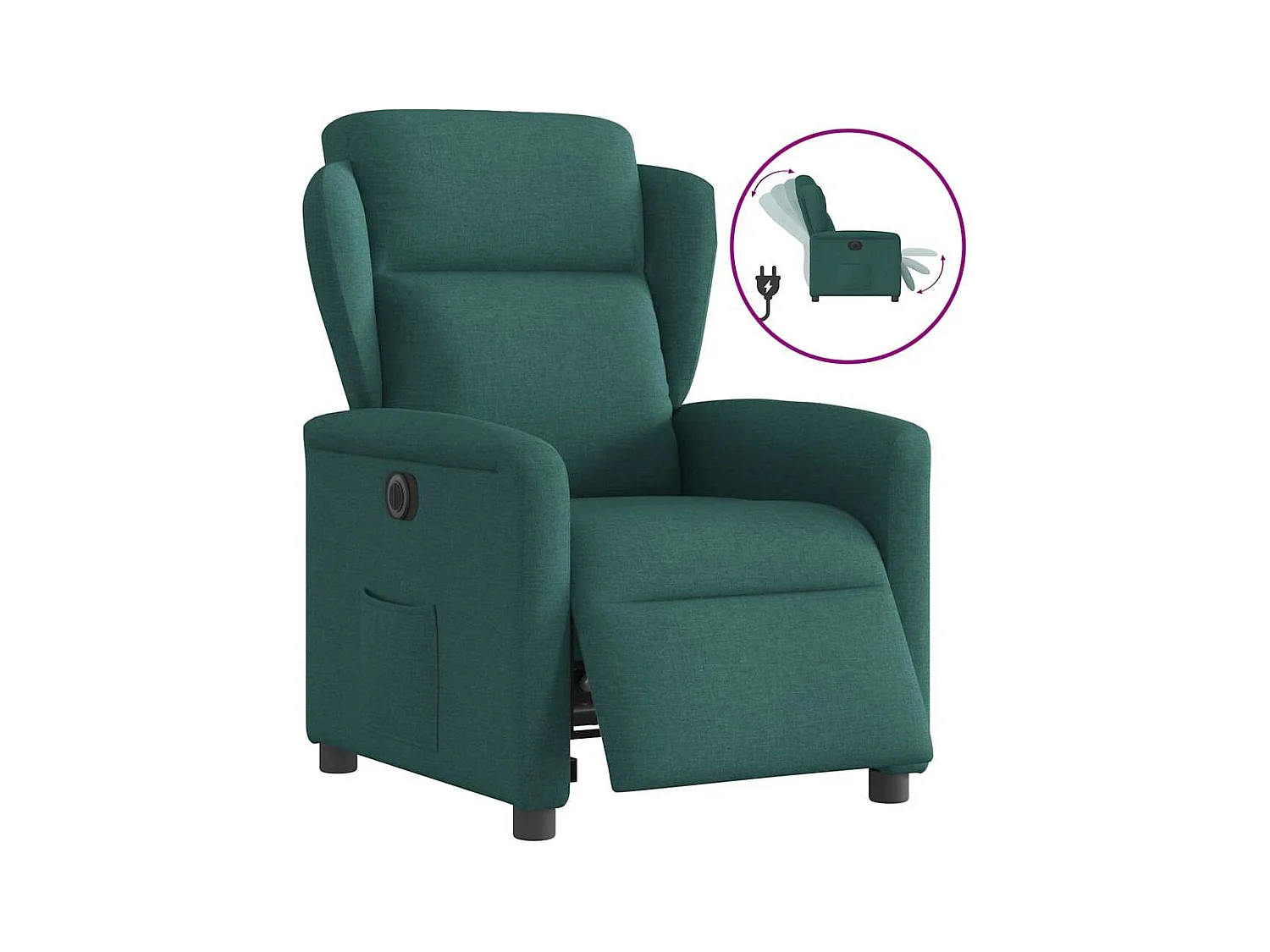 Fauteuil inclinable électrique-Chaise de relax-Fauteuil TV Vert foncé Tissu SHL2471