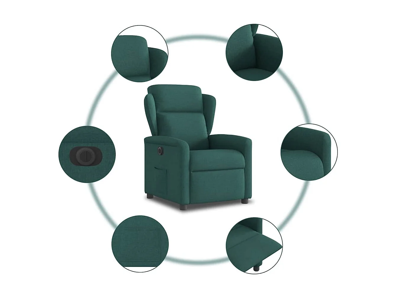 Fauteuil inclinable électrique-Chaise de relax-Fauteuil TV Vert foncé Tissu SHL2471
