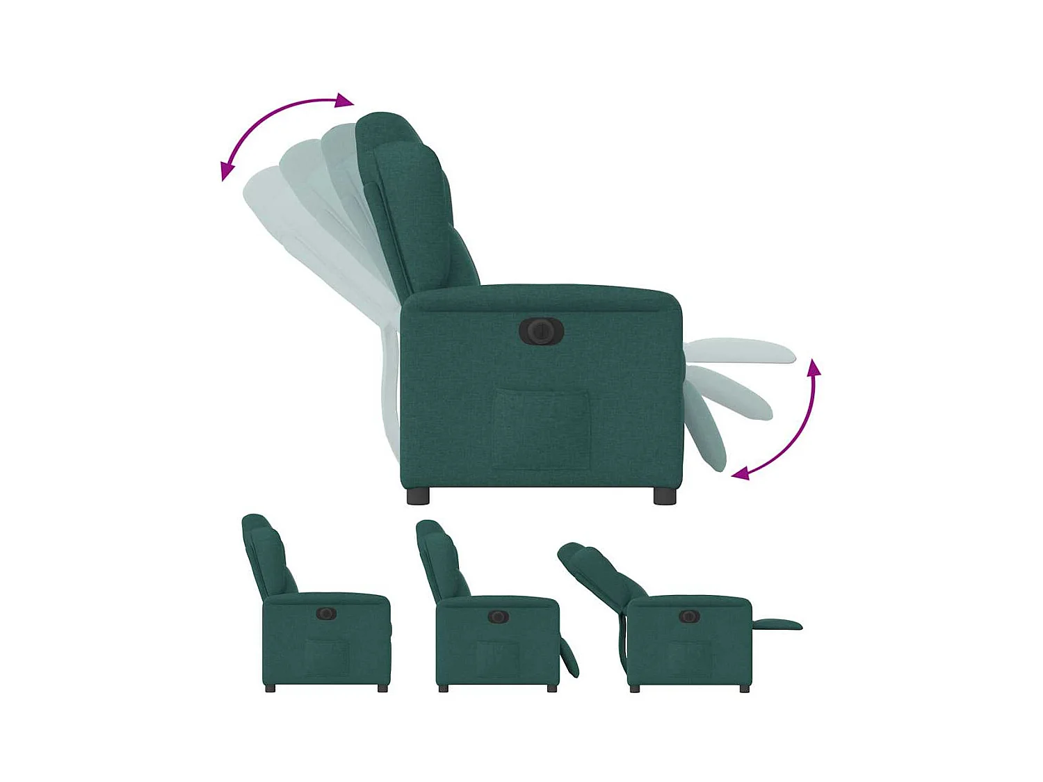 Sillón de relax | Silla | Sillón reclinable eléctrico tela verde oscuro SHL8726