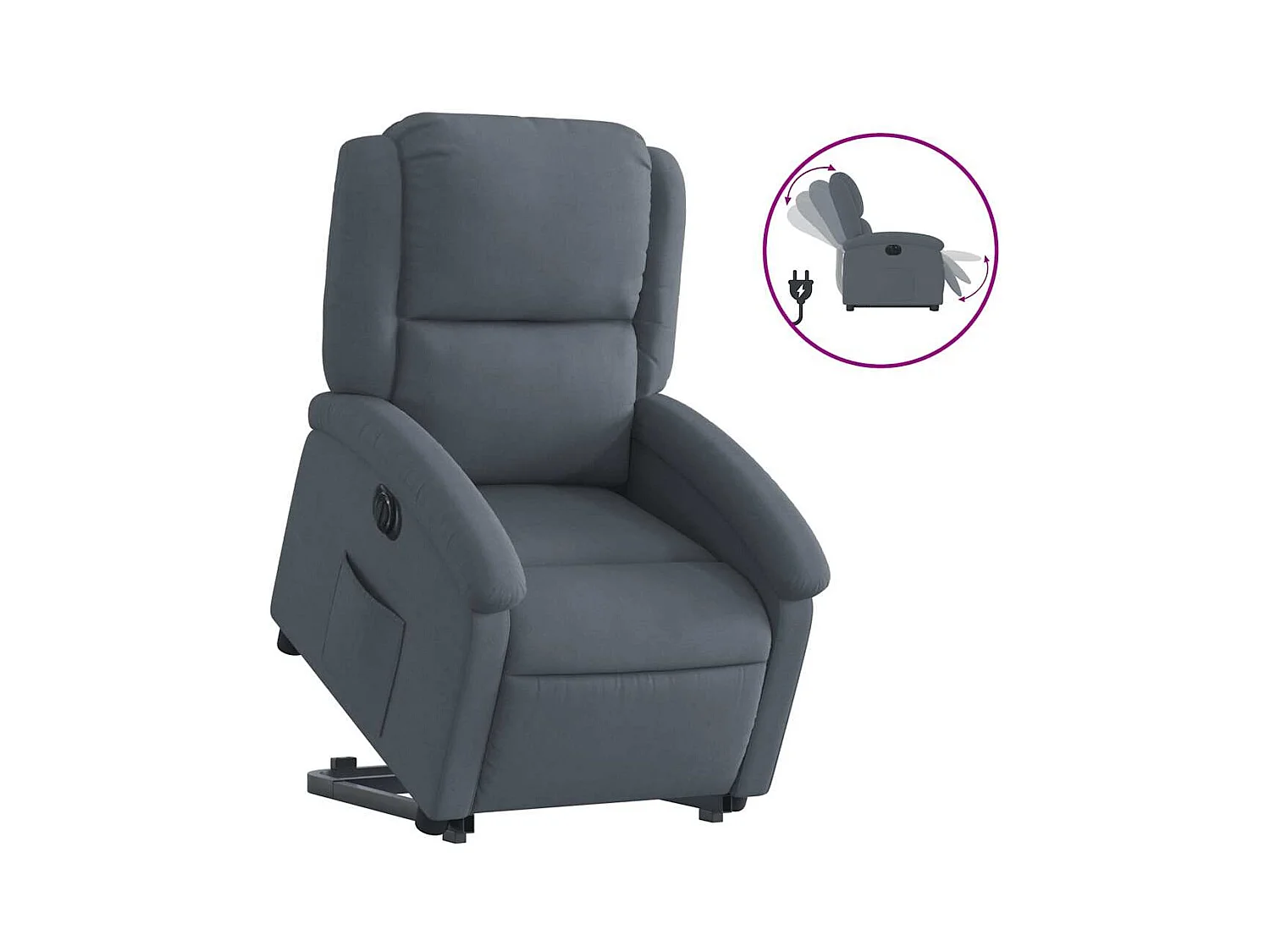 Fauteuil inclinable électrique-Chaise de relax-Fauteuil salon gris foncé velours SHL3206