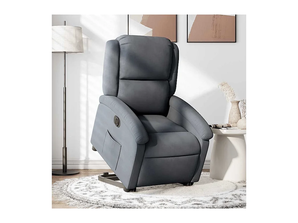 Fauteuil inclinable électrique-Chaise de relax-Fauteuil salon gris foncé velours SHL3206