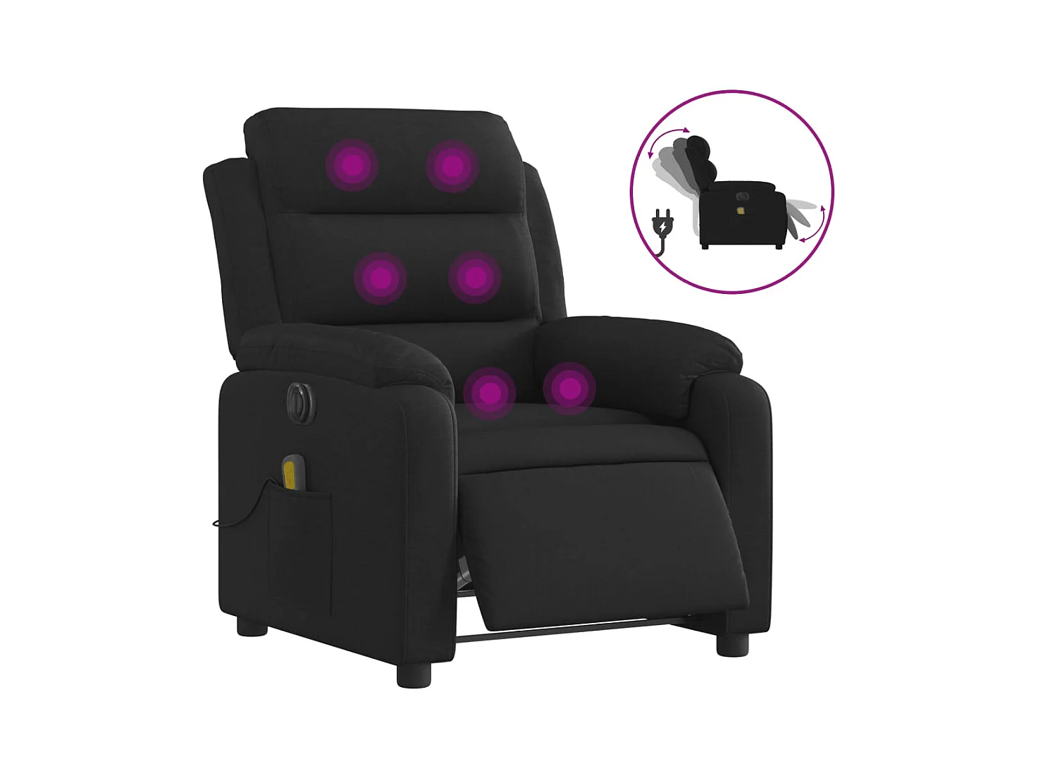 Fauteuil inclinable électrique-Fauteuil de massage pour Salon Noir Tissu SHL5373