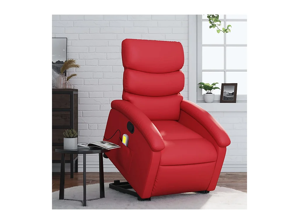 Sillón de relax | Sillón reclinable de masaje de pie cuero artificial rojo SHL5869