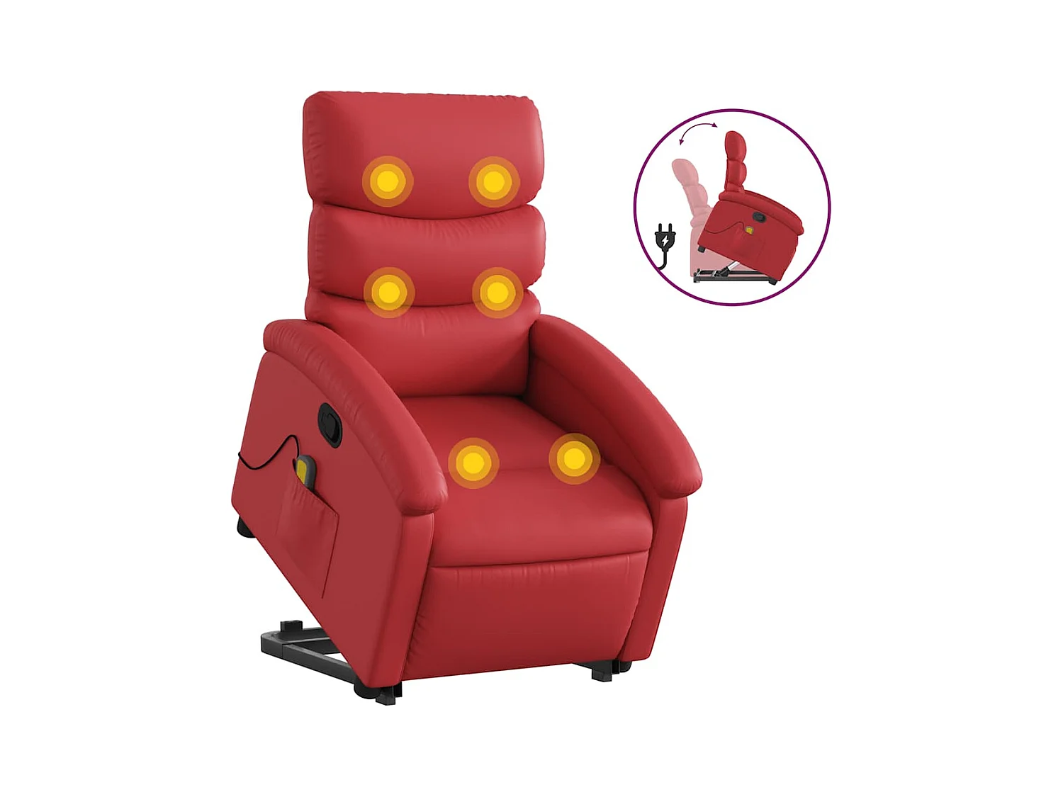 Fauteuil inclinable-Chaise de relax-Fauteuil de Massage Rouge Similicuir SHL4301