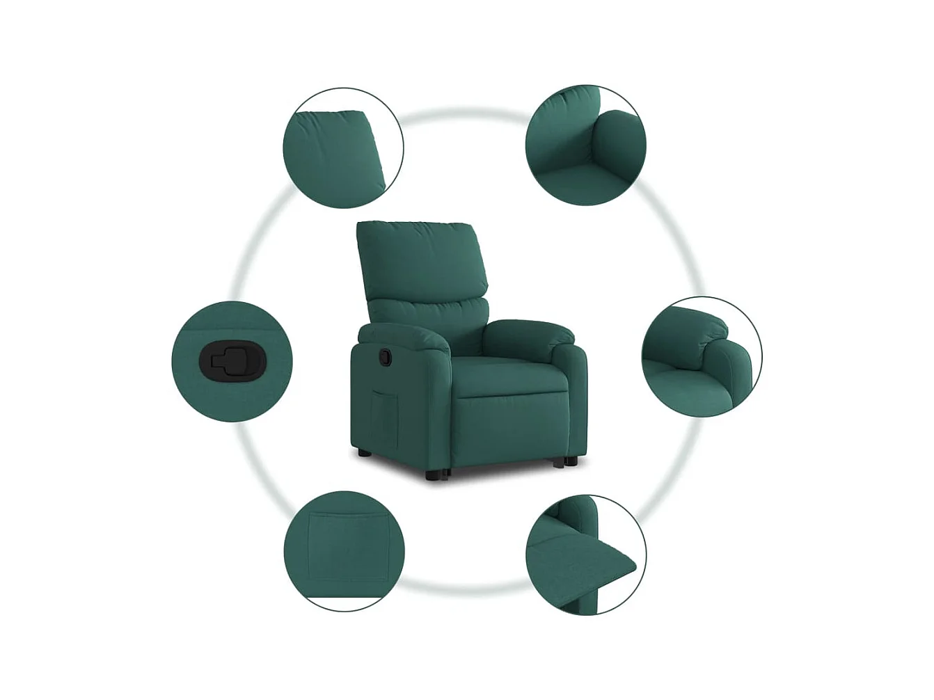 Sillón de relax | Silla | Sillón reclinable elevable tela verde oscuro SHL5775