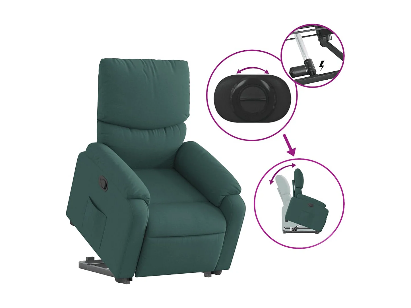 Fauteuil inclinable-Chaise de relax-Fauteuil salon vert foncé tissu SHL3607