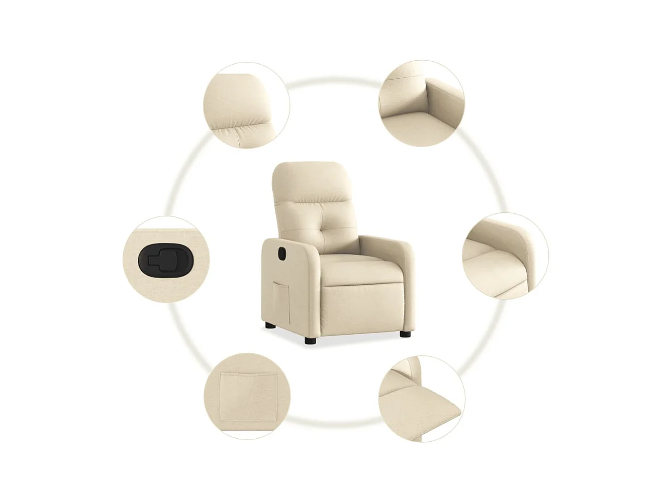 Sillón de relax | Sillón reclinable de tela crema SHL3863