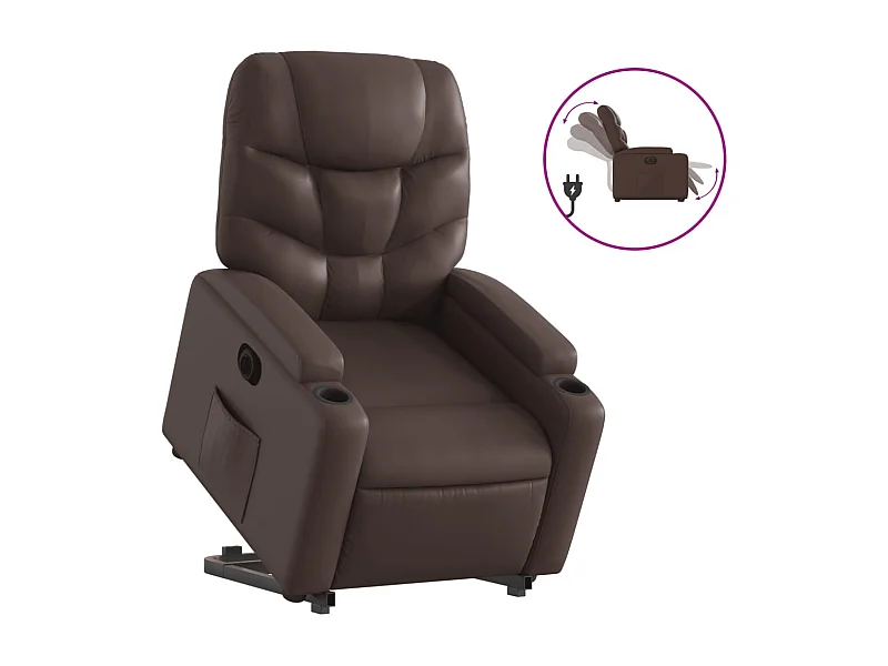 Relaxsessel mit Aufstehhilfe Elektrisch | Lounge Sessel indoor Braun Kunstleder SHL24321
