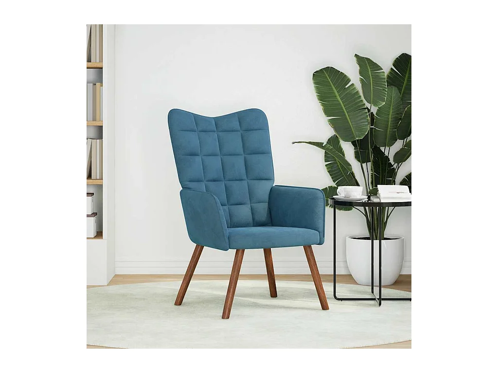 Fauteuil de Salon-Chaise de relaxation moderne Bleu Velours SHL4136