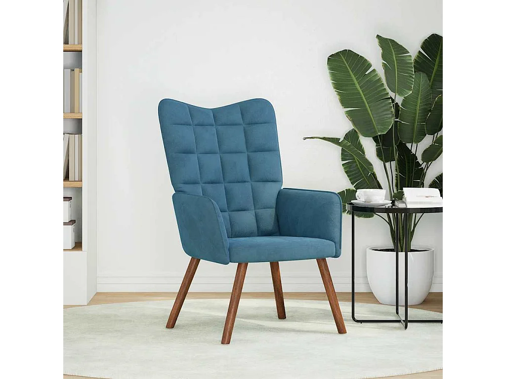 Fauteuil de Salon-Chaise de relaxation moderne Bleu Velours SHL4136