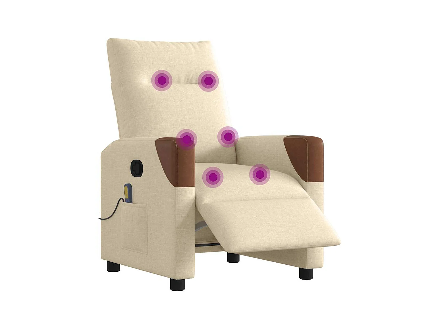 Poltrona de massagens reclinável elétrica tecido creme SHL7217