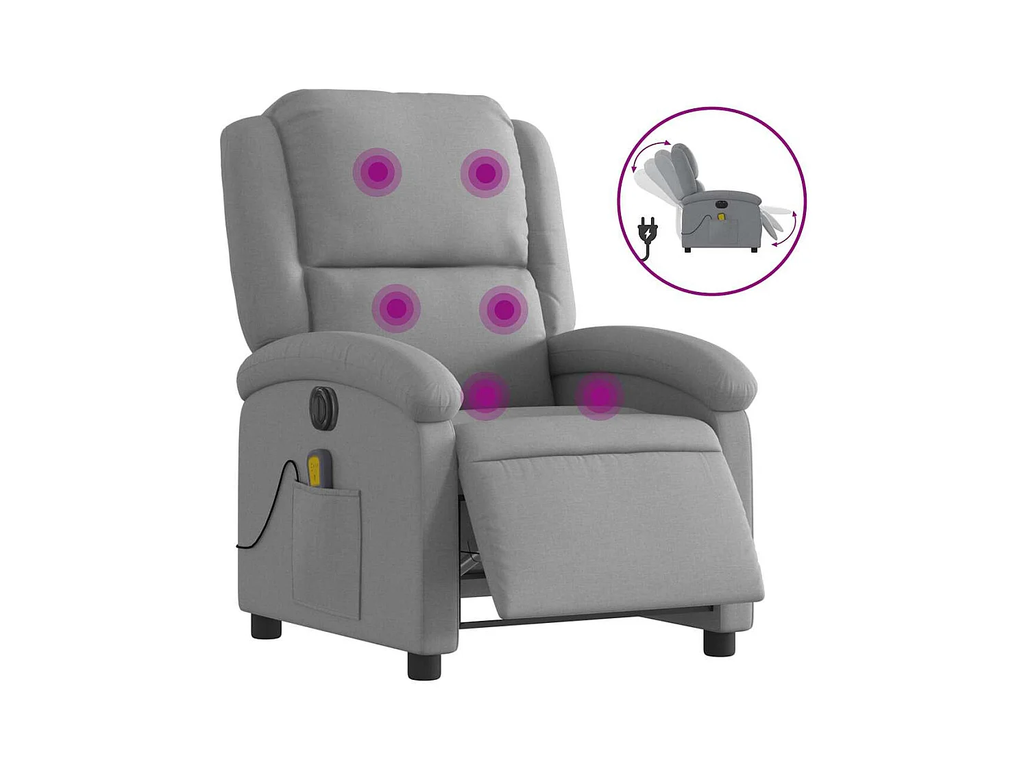 Fauteuil inclinable électrique-Fauteuil de massage pour Salon gris clair tissu SHL5477