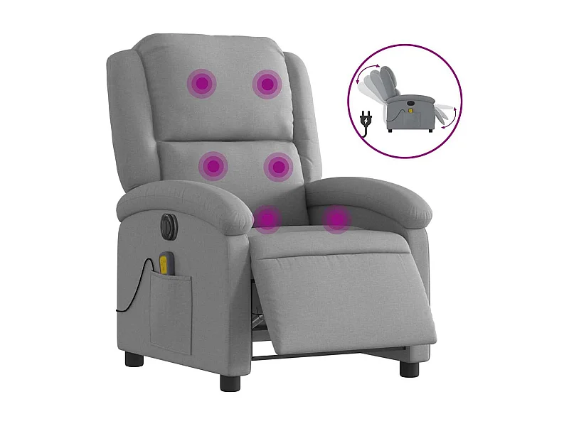 Sillón de relax | Sillón reclinable de masaje eléctrico tela gris claro SHL8386