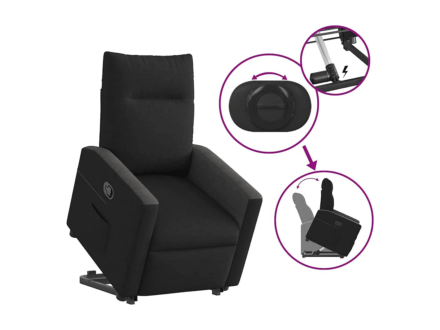 Fauteuil inclinable-Chaise de relax-Fauteuil TV noir tissu SHL1483