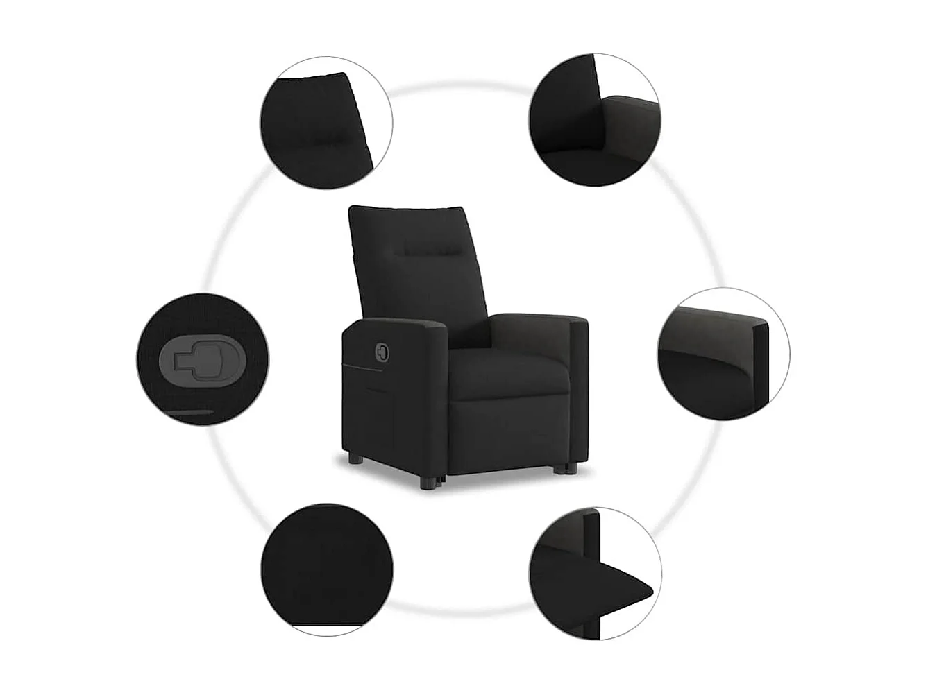 Fauteuil inclinable-Chaise de relax-Fauteuil TV noir tissu SHL1483