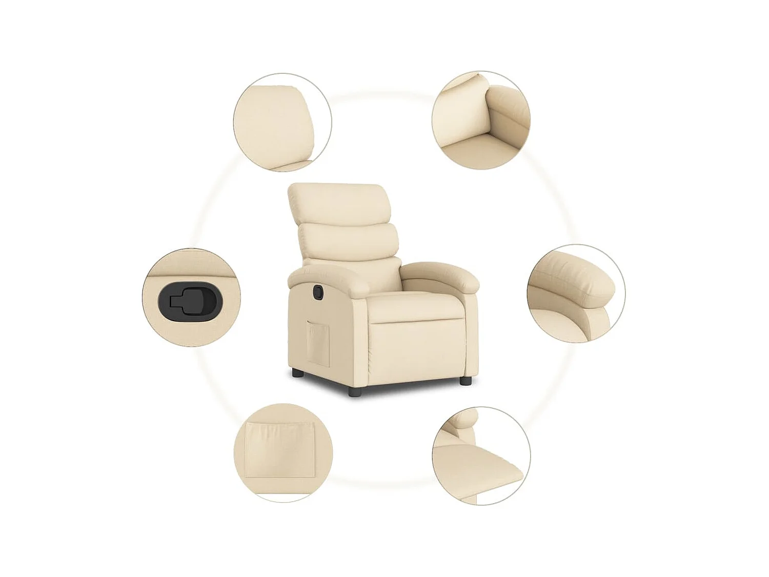 Fauteuil inclinable-Chaise de relax-Fauteuil salon crème tissu SHL2834