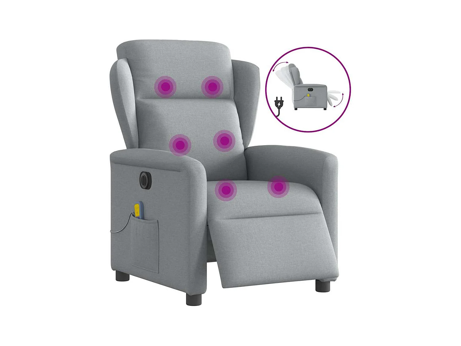 Fauteuil inclinable électrique-Fauteuil de massage de Salon gris clair tissu SHL4154