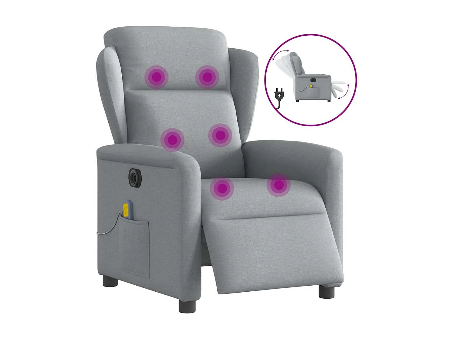 Fauteuil inclinable électrique-Fauteuil de massage de Salon gris clair tissu SHL4154