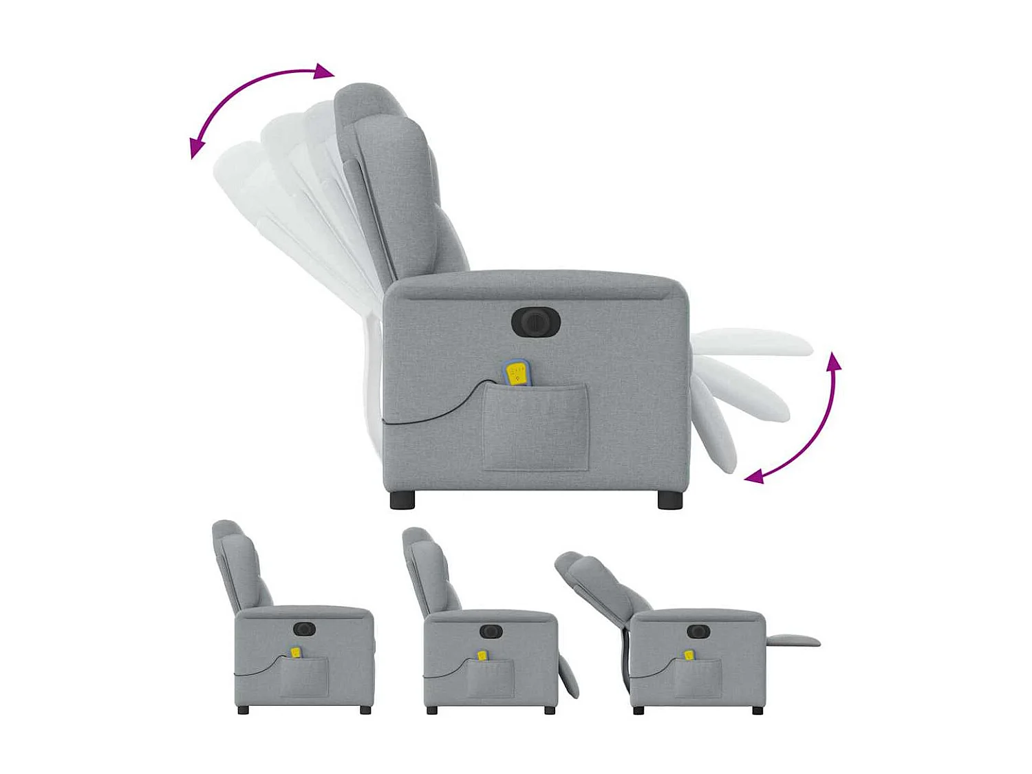 Fauteuil inclinable électrique-Fauteuil de massage de Salon gris clair tissu SHL4154