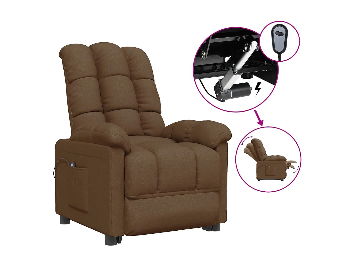 Fauteuil inclinable électrique-Chaise de relax Marron Tissu SHL3086